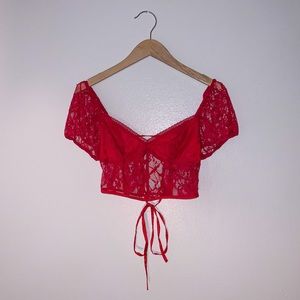 UO Vanessa Lace-Up Cropped Top